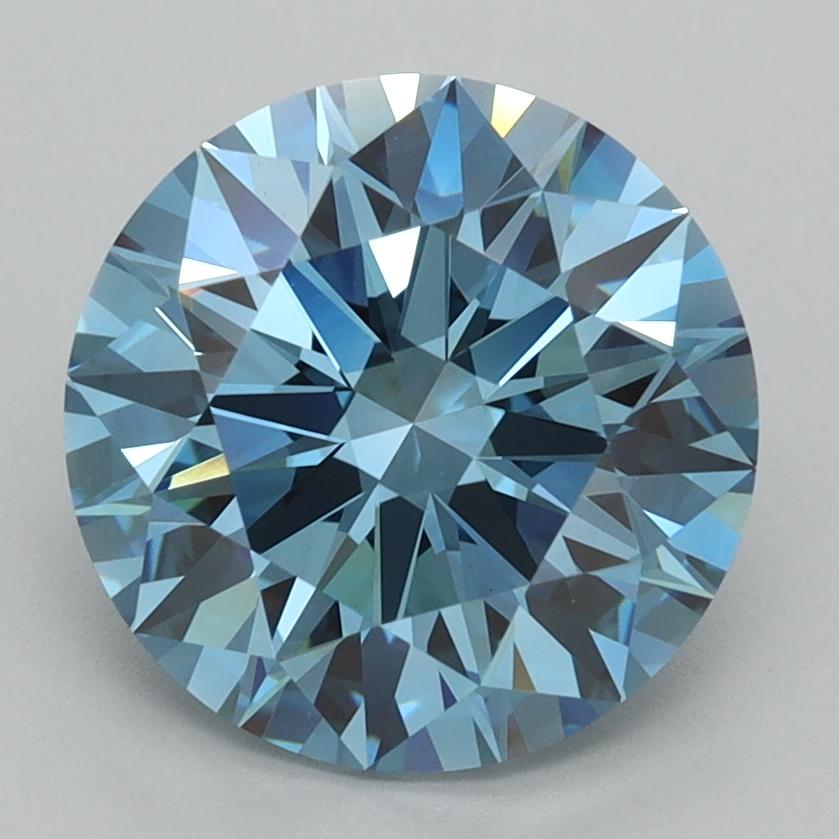 3.04 Ct. Fancy Vivid  Blue Round Lab Grown Diamond
