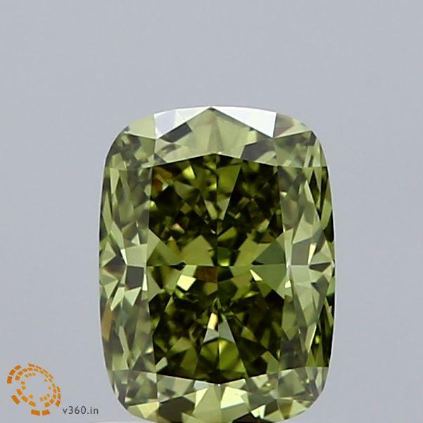 1.16 Ct. Fancy Vivid  Green Cushion Lab Grown Diamond