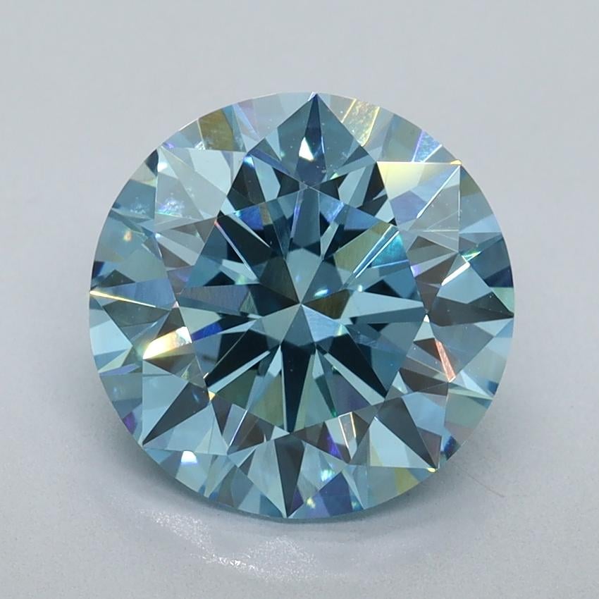 3.01 Ct. Fancy Vivid Malibu Blue Round Lab Grown Diamond