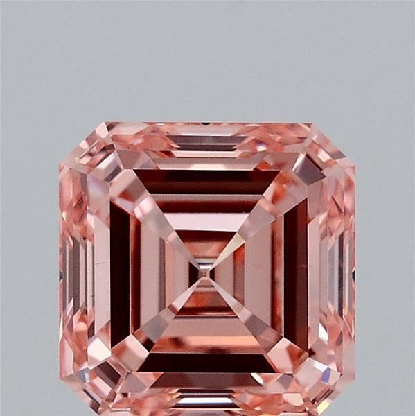 2.00 Ct. Fancy Intense Orangy Pink Asscher Lab Grown Diamond