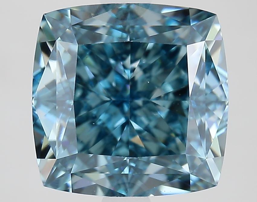 3.87 Ct. Fancy Vivid Blue Cushion Lab Grown Diamond