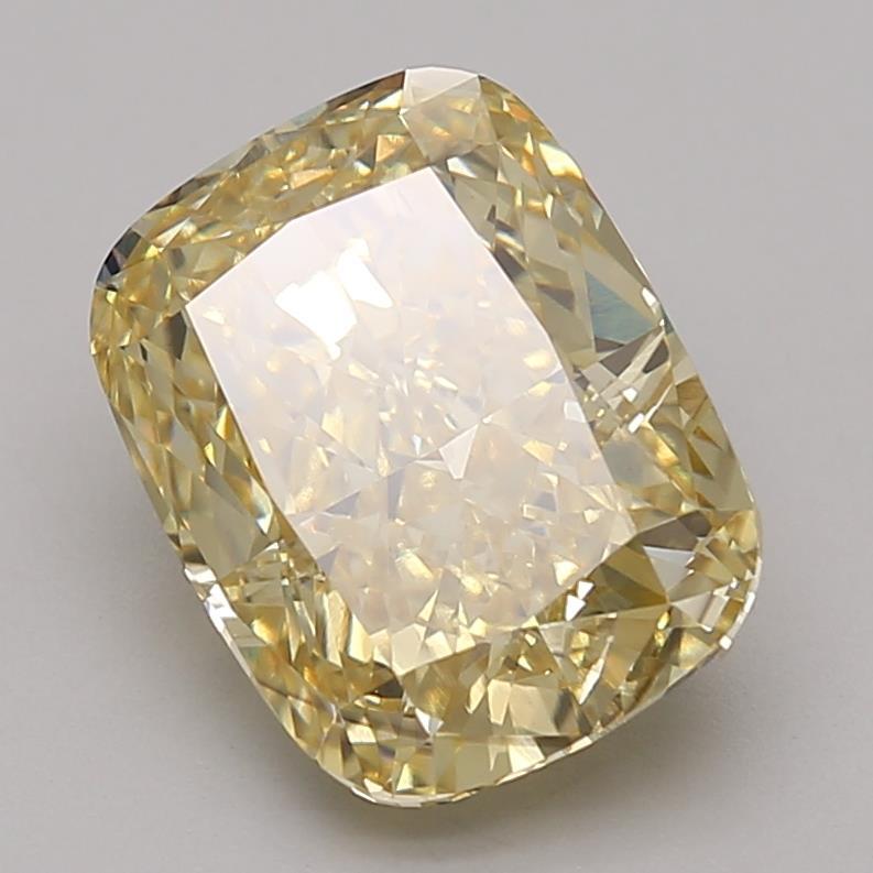 3.72 Ct. Fancy Vivid Yellow Cushion Lab Grown Diamond