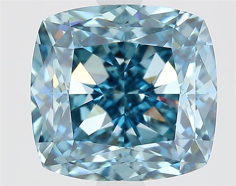 3.68 Ct. Fancy Vivid  Blue Cushion Lab Grown Diamond