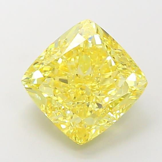 4.06 Ct. Fancy Vivid Yellow Cushion Lab Grown Diamond