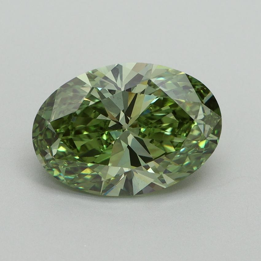 3.07 Ct. Fancy Vivid Green Oval Lab Grown Diamond