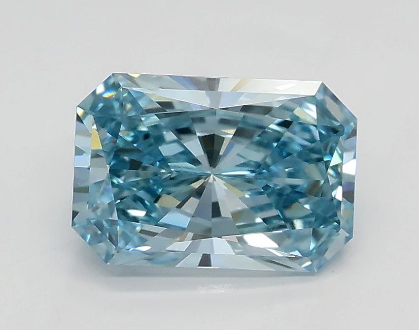 1.24 Ct. Fancy Intense Greenish Blue Radiant Lab Grown Diamond