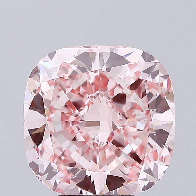 6.58 Ct. Fancy Vivid Pink Cushion Lab Grown Diamond
