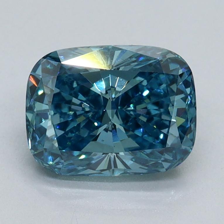 1.49 Ct. Fancy Vivid Malibu Blue Cushion Lab Grown Diamond