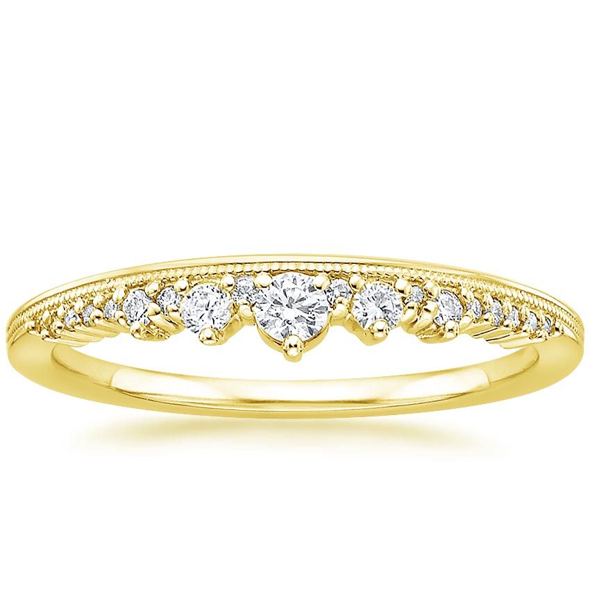 Crown Diamond Ring in 18K Yellow Gold