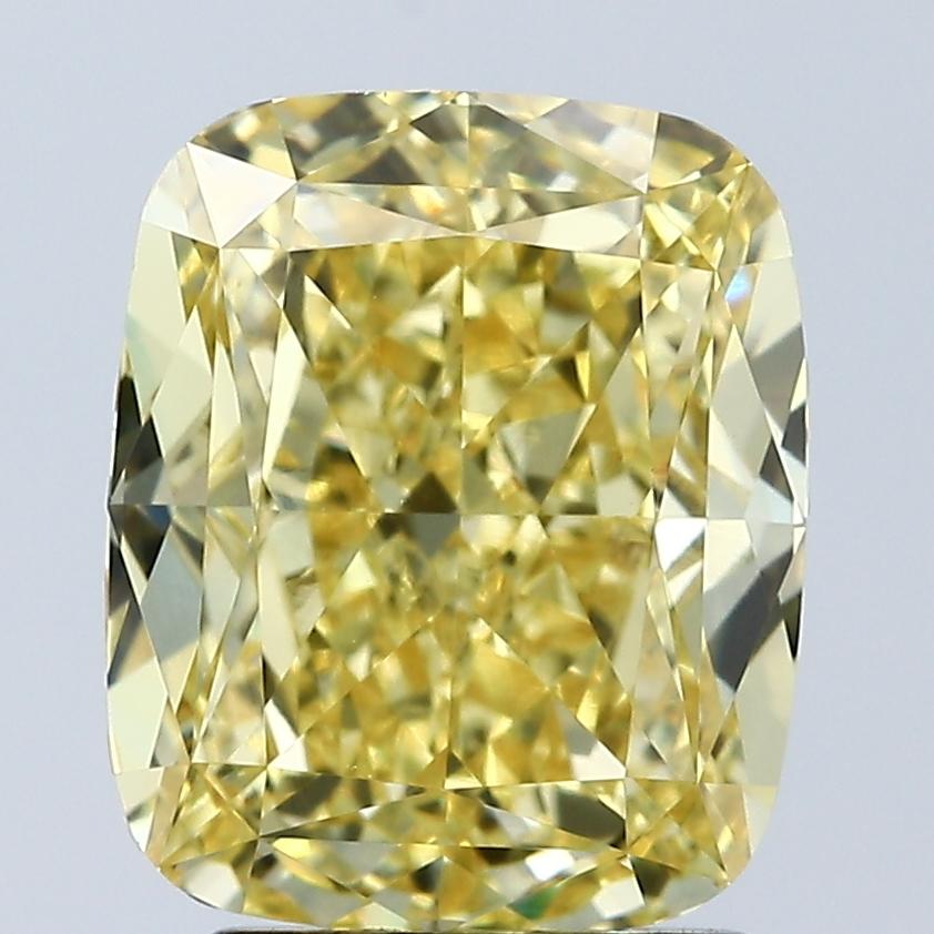 3.06 Ct. Fancy Vivid Yellow Cushion Lab Grown Diamond