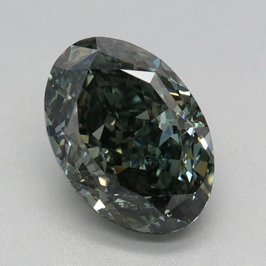 1.57 Ct. Fancy Deep Green Oval Lab Grown Diamond