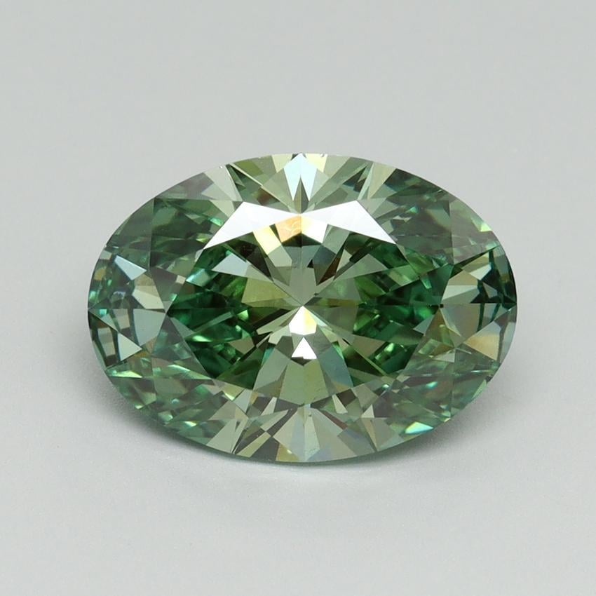 3.00 Ct. Fancy Vivid Pacific Green Oval Lab Grown Diamond