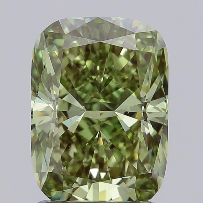 2.02 Ct. Fancy Vivid Green Cushion Lab Grown Diamond
