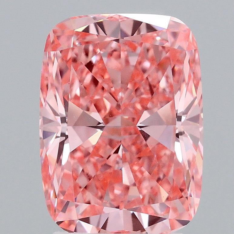 3.02 Ct. Fancy Vivid Pink Cushion Lab Grown Diamond