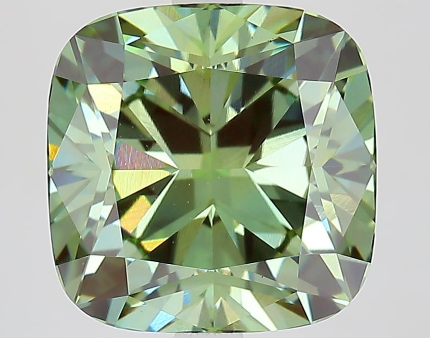 5.04 Ct. Fancy Vivid Green Cushion Lab Grown Diamond