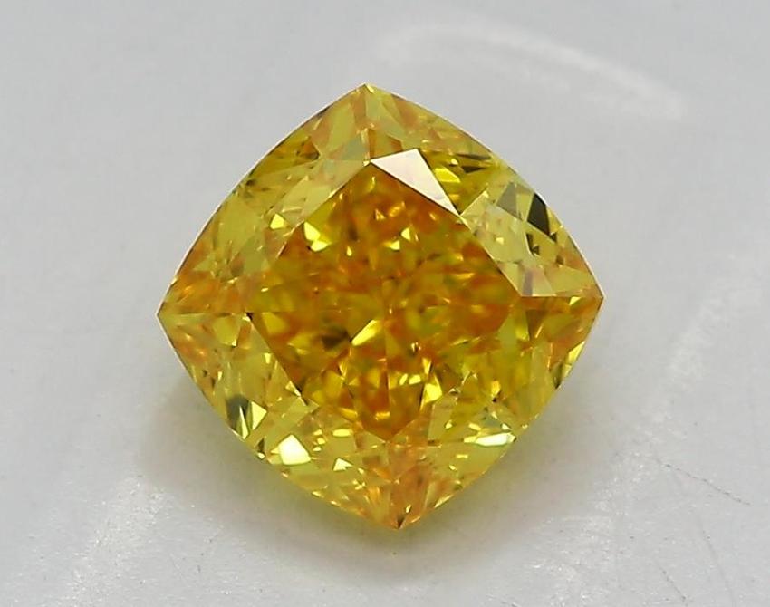 1.23 Ct. Fancy Vivid Yellow Cushion Lab Grown Diamond