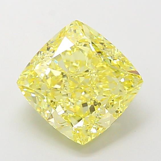 2.59 Ct. Fancy Intense Yellow Cushion Lab Grown Diamond