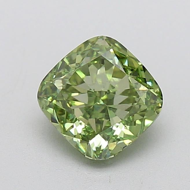 1.34 Ct. Fancy Vivid  Green Cushion Lab Grown Diamond