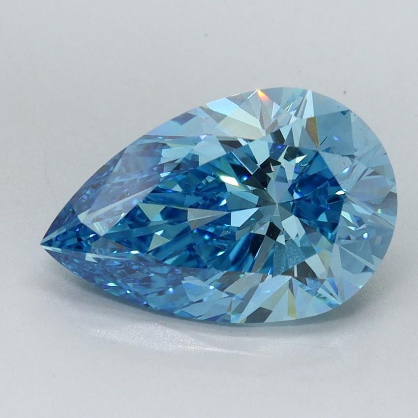 3.54 Ct. Fancy Vivid Malibu Blue Pear Lab Grown Diamond