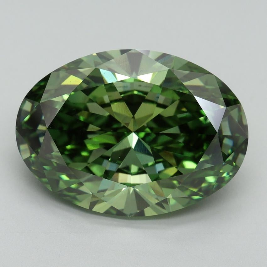 10.09 Ct. Fancy Vivid Green Oval Lab Grown Diamond