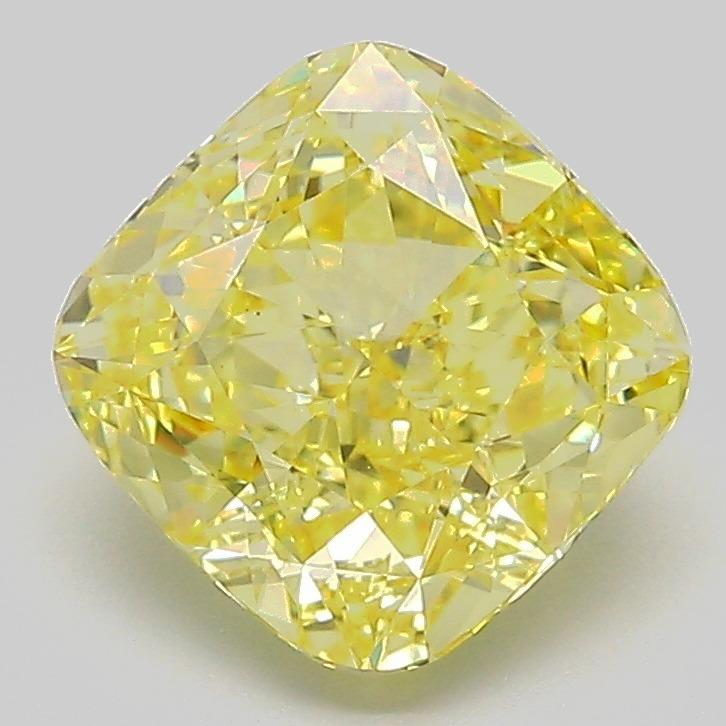 2.55 Ct. Fancy Intense Yellow Cushion Lab Grown Diamond