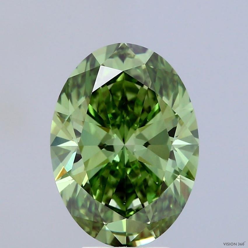 4.00 Ct. Fancy Vivid Green Oval Lab Grown Diamond