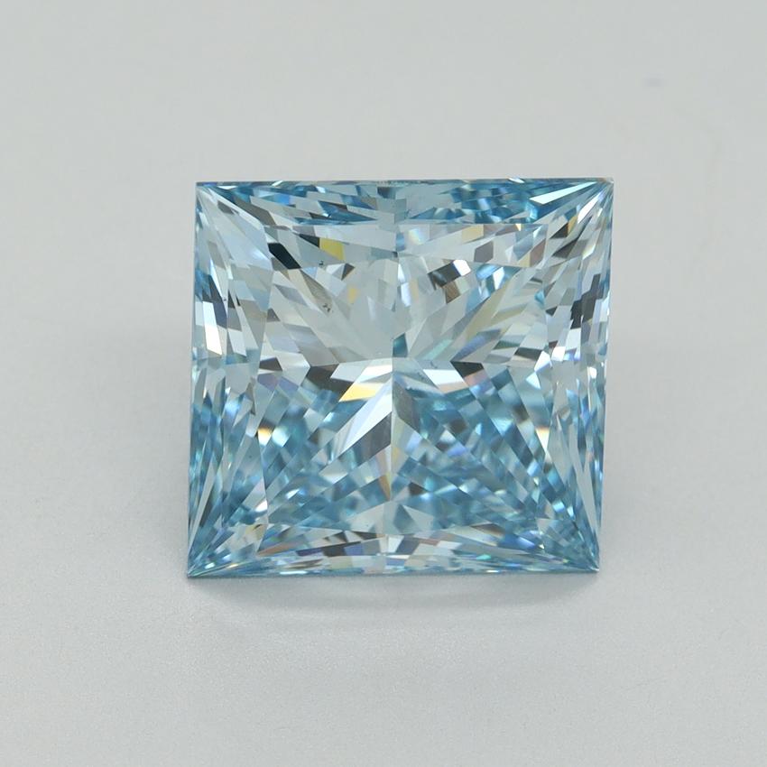 6.03 Ct. Fancy Vivid Blue Princess Lab Grown Diamond