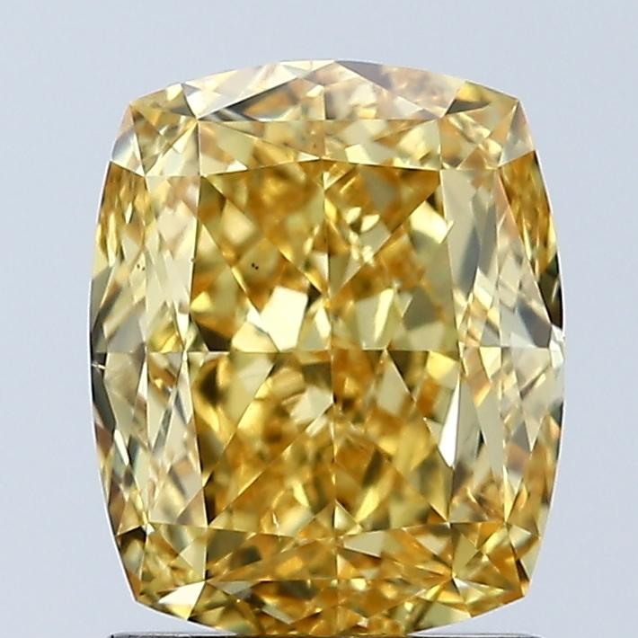 2.04 Ct. Fancy Vivid Yellow Cushion Lab Grown Diamond