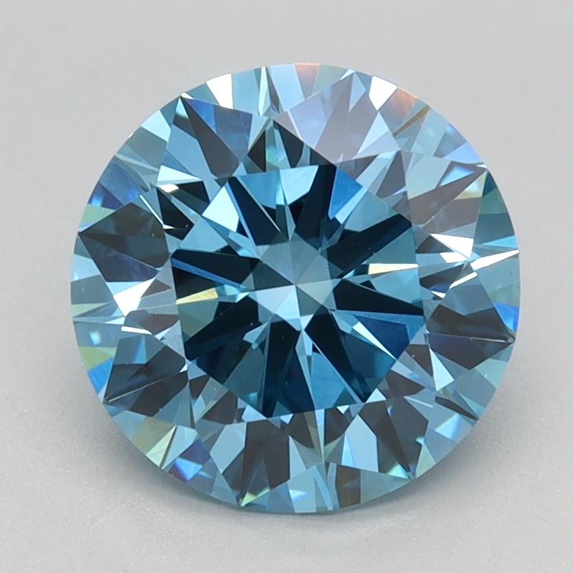 2.10 Ct. Fancy Vivid Blue Round Lab Grown Diamond