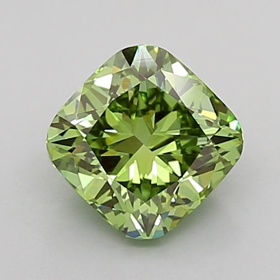 1.08 Ct. Fancy Vivid Green Cushion Lab Grown Diamond
