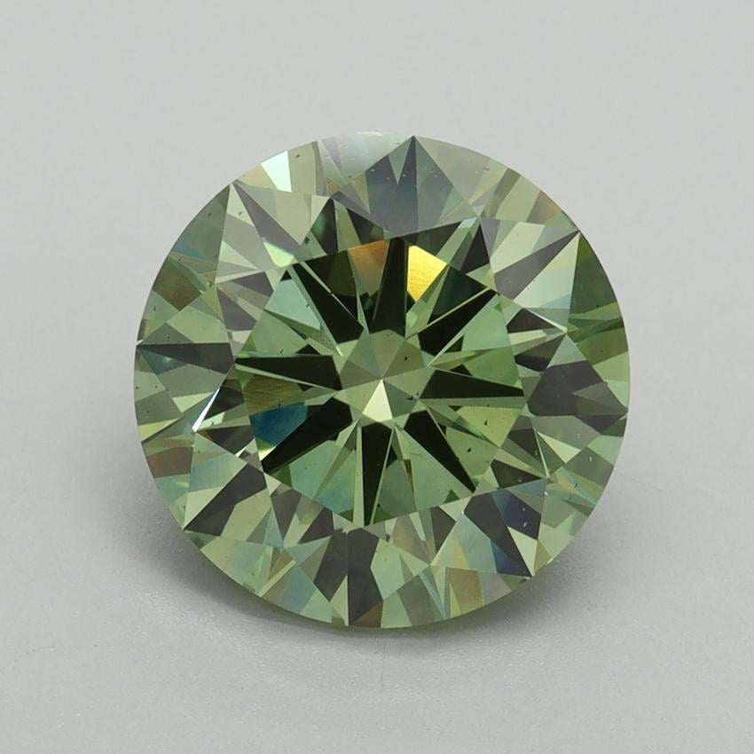 3.58 Ct. Fancy Vivid Green Round Lab Grown Diamond