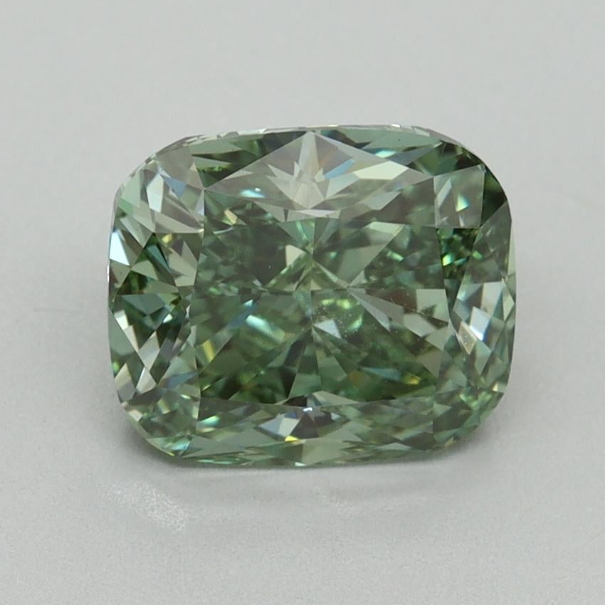2.60 Ct. Fancy Vivid Green Cushion Lab Grown Diamond