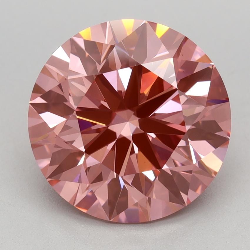 3.09 Ct. Fancy Vivid Pink Round Lab Grown Diamond