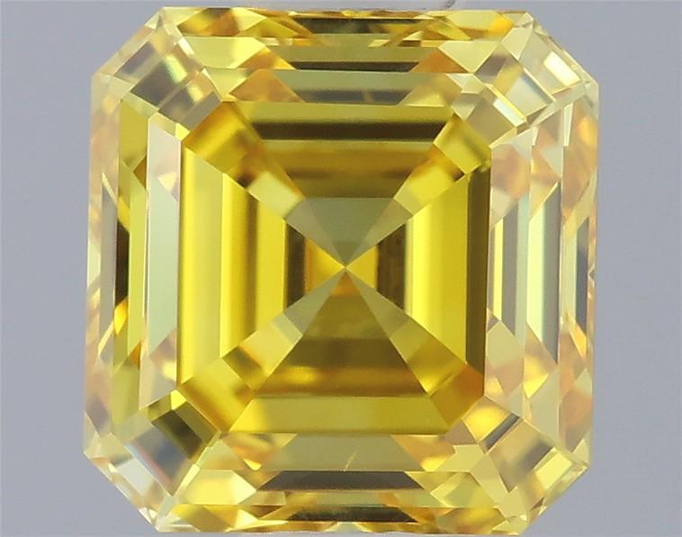 0.74 Ct. Fancy Vivid Yellow Asscher Lab Grown Diamond