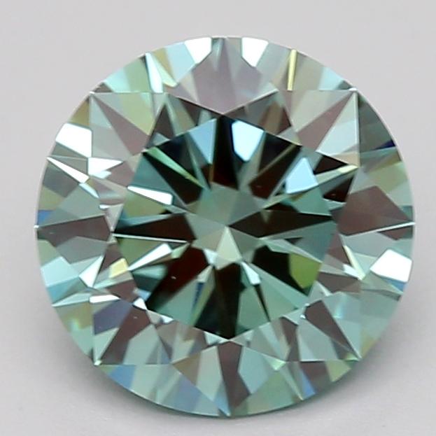 1.53 Ct. Fancy Vivid Bluish Green Round Lab Grown Diamond
