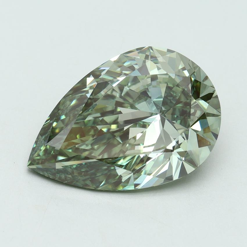 6.04 Ct. Fancy Vivid Green Pear Lab Grown Diamond