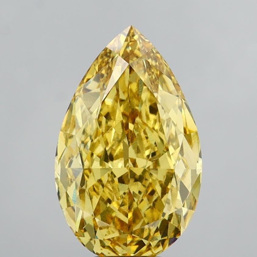 7.08 Ct. Fancy Vivid Yellow Pear Lab Grown Diamond