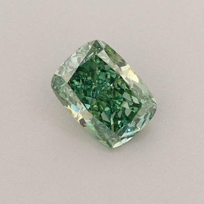 0.39 Ct. Fancy Vivid Green Cushion Lab Grown Diamond
