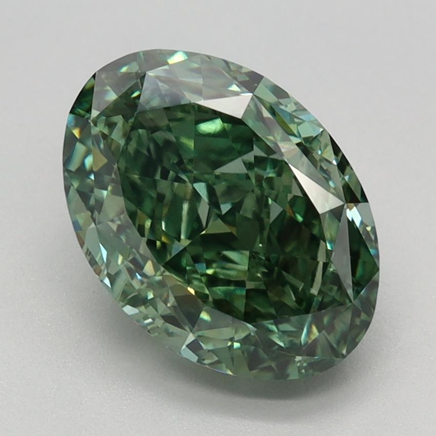 2.66 Ct. Fancy Vivid Green Oval Lab Grown Diamond