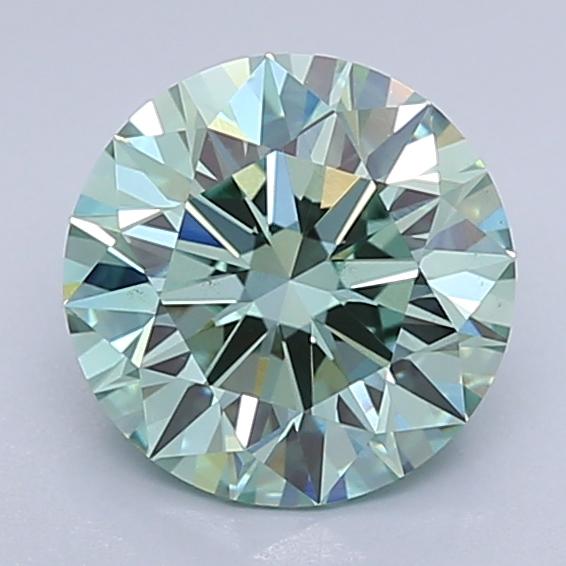 1.79 Ct. Fancy Vivid  Green Round Lab Grown Diamond