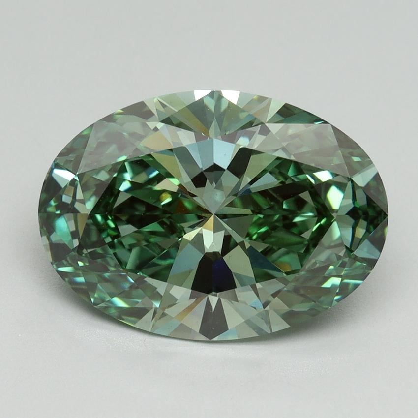 5.14 Ct. Fancy Vivid Pacific Green Oval Lab Grown Diamond