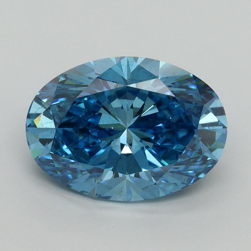 3.10 Ct. Fancy Vivid Blue Oval Lab Grown Diamond