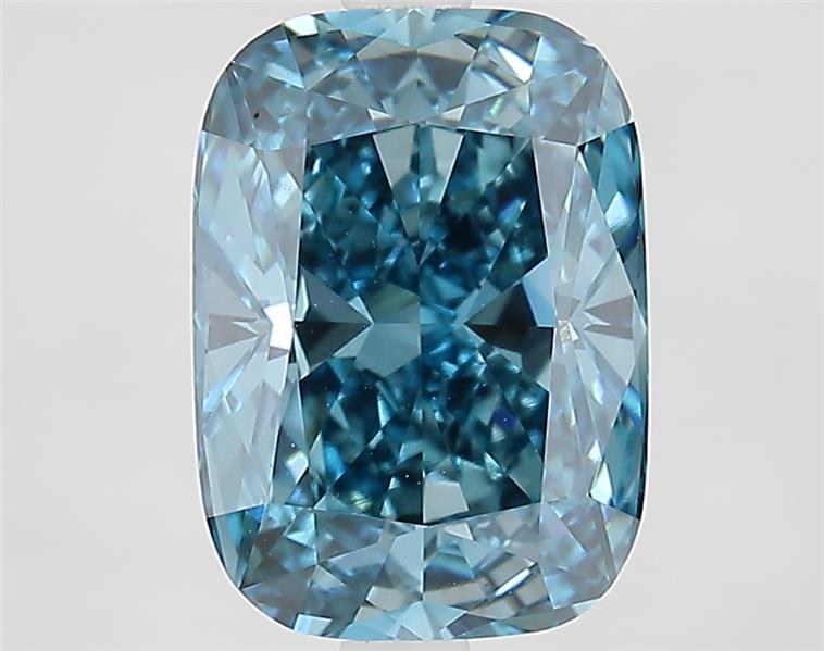 3.31 Ct. Fancy Vivid  Blue Cushion Lab Grown Diamond