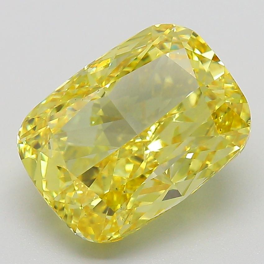 5.02 Ct. Fancy Vivid  Yellow Cushion Lab Grown Diamond