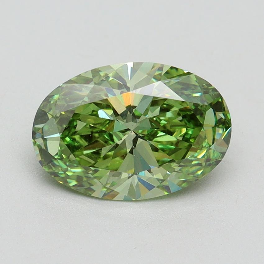 1.50 Ct. Fancy Vivid Green Oval Lab Grown Diamond