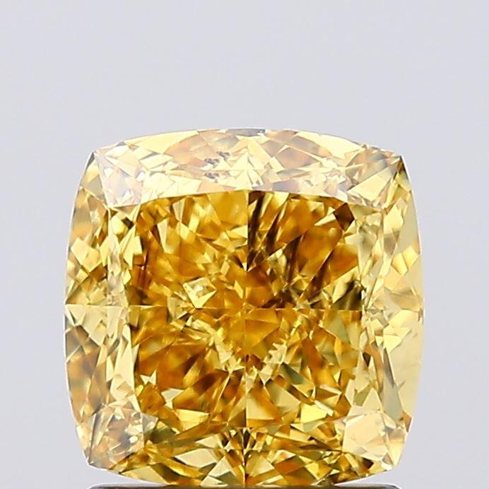 1.52 Ct. Fancy Vivid Yellow Cushion Lab Grown Diamond