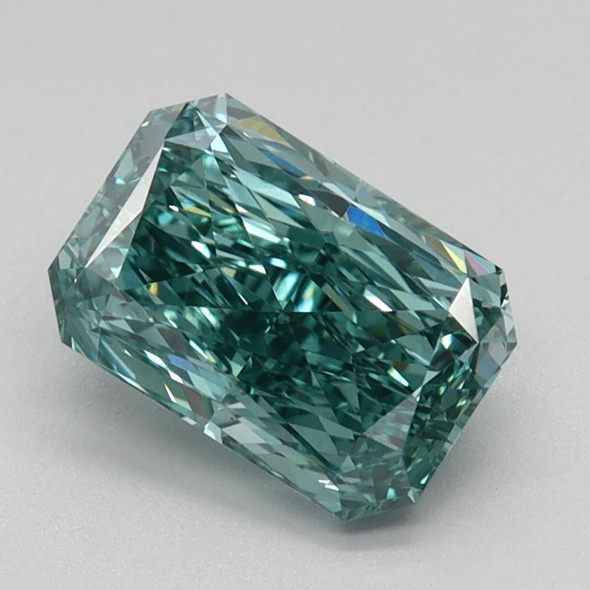 1.34 Ct. Fancy Vivid Blue Green Radiant Lab Grown Diamond