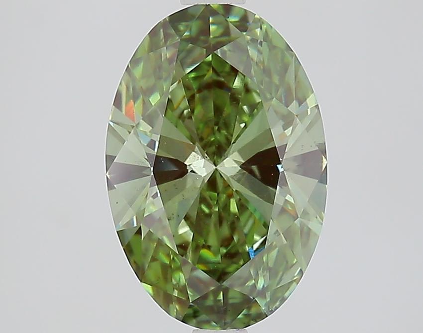 2.10 Ct. Fancy Vivid Green Oval Lab Grown Diamond