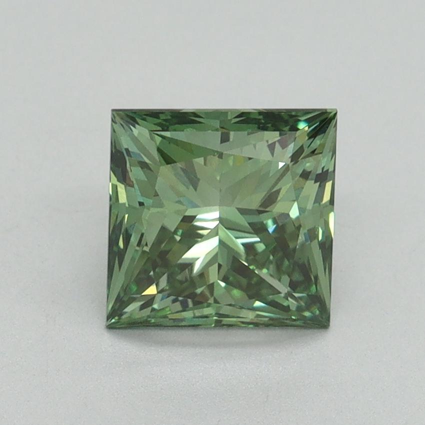 1.58 Ct. Fancy Vivid Green Princess Lab Grown Diamond