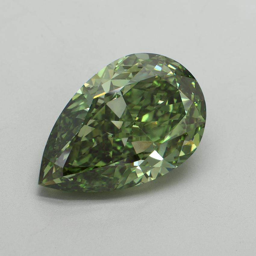 11.51 Ct. Fancy Vivid Green Pear Lab Grown Diamond